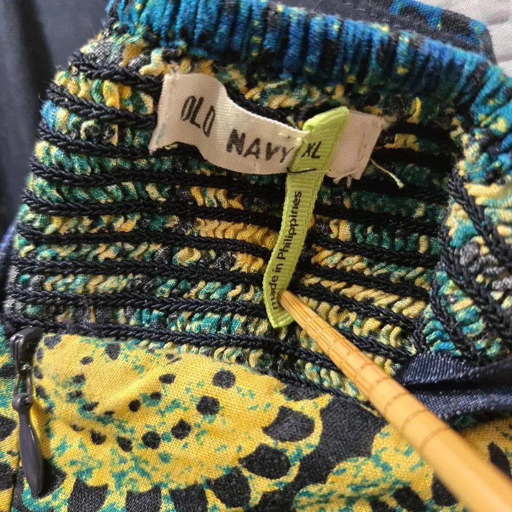 Old Navy Y2K Halter Maxi Dress XL Linen Blend Blue Yellow Boho Medallion Print - Picture 4 of 9